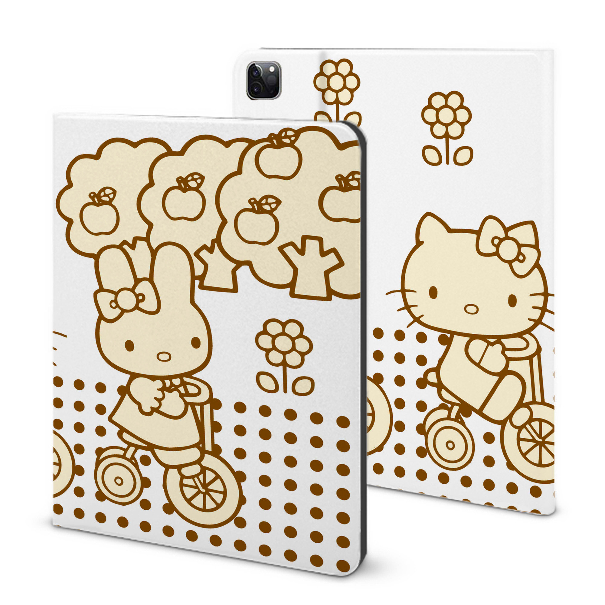 （画像用） Hello Kitty ハローキティ IPad ケース ブック型 PUレザー TPU 耐衝撃 軽量 薄型 ペン収納なし 全面保護 IPad 各モデル対応